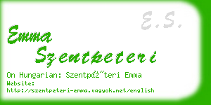 emma szentpeteri business card